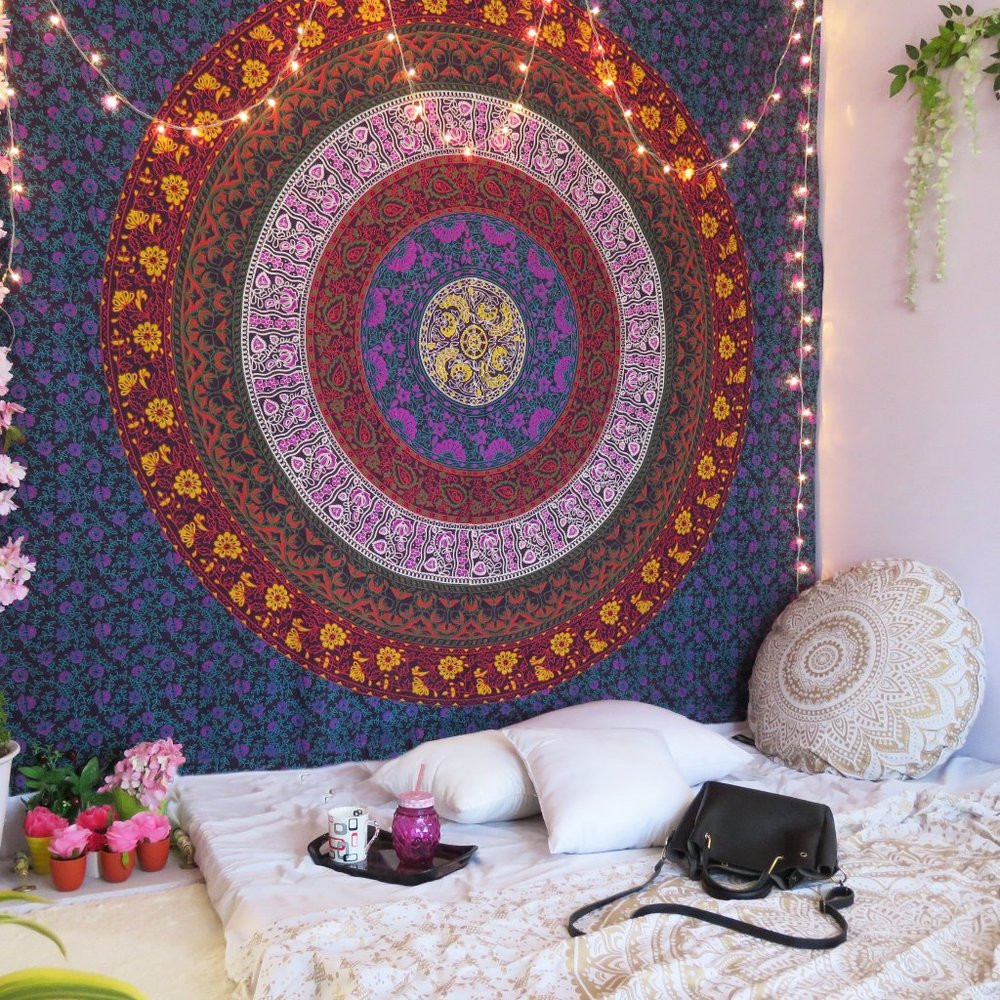 Oussum MultiColor Cotton Boho Mandala Tapestry for Home Decoration